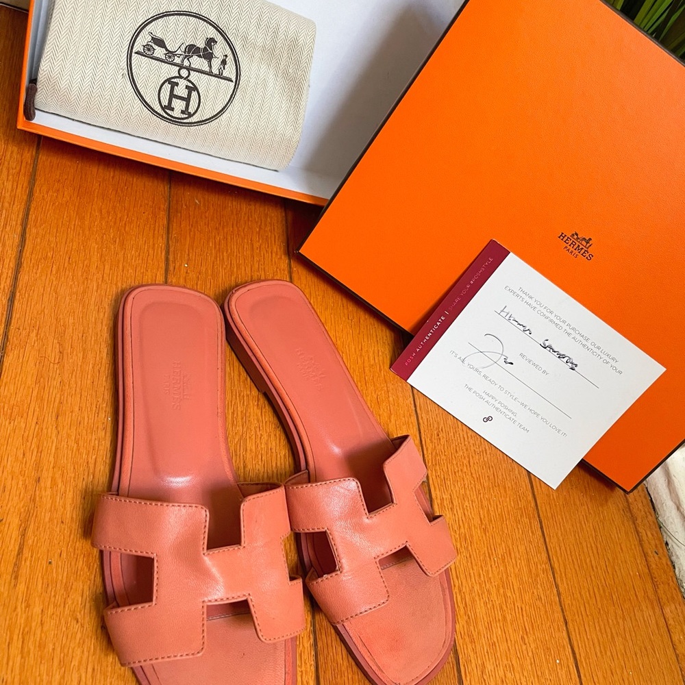 Hermes Oran Sandals Rouge Pink 38.5